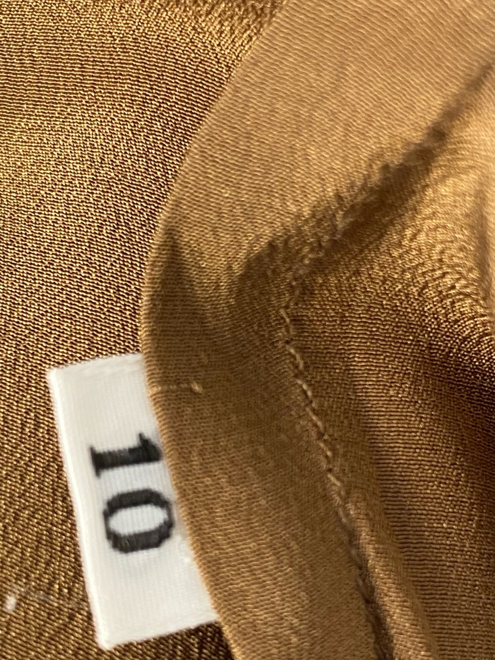 💯Silk Tie-Neck Long Sleeve Blouse in Olive Brown - Picture 6 of 9